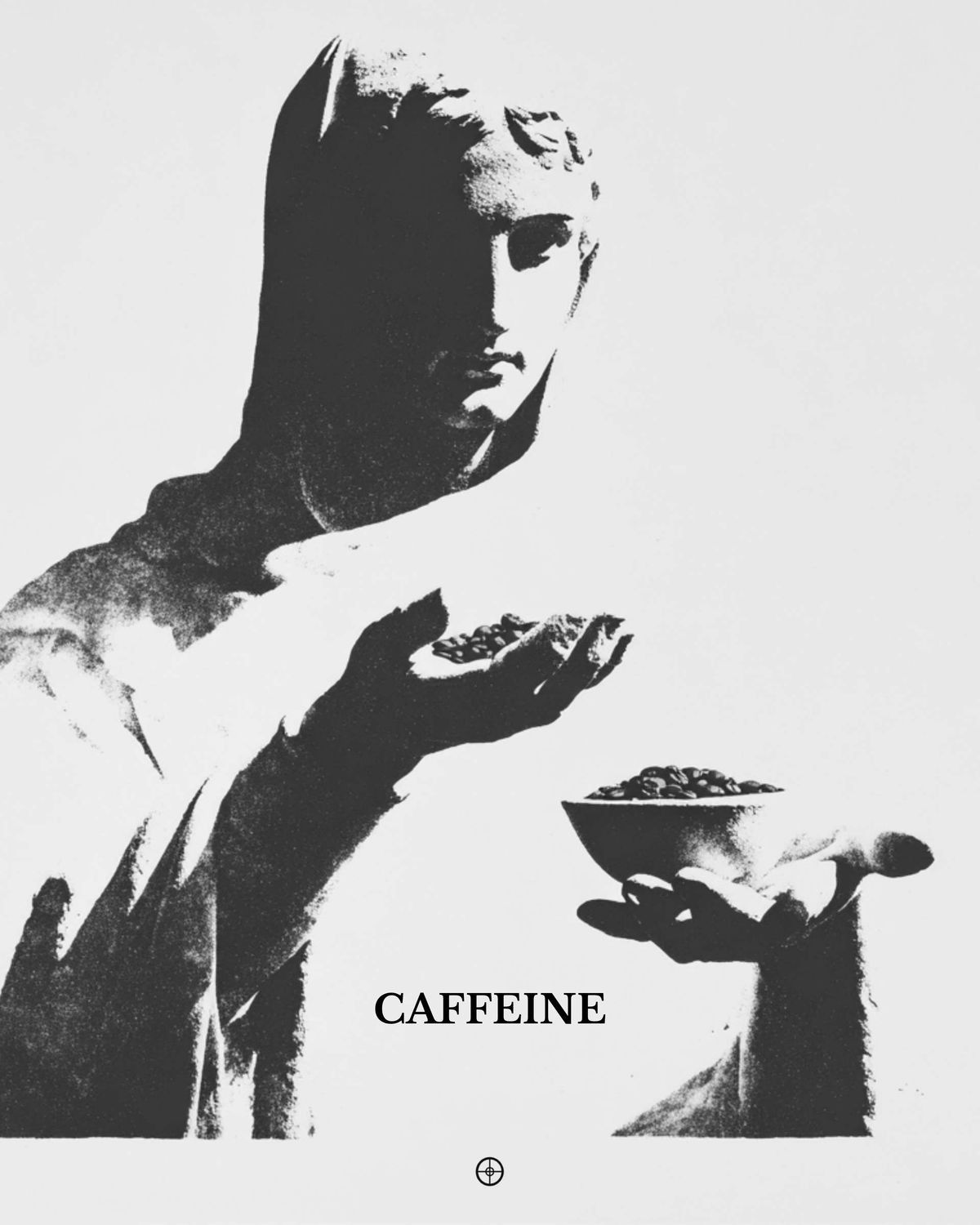 Classical statue with coffee